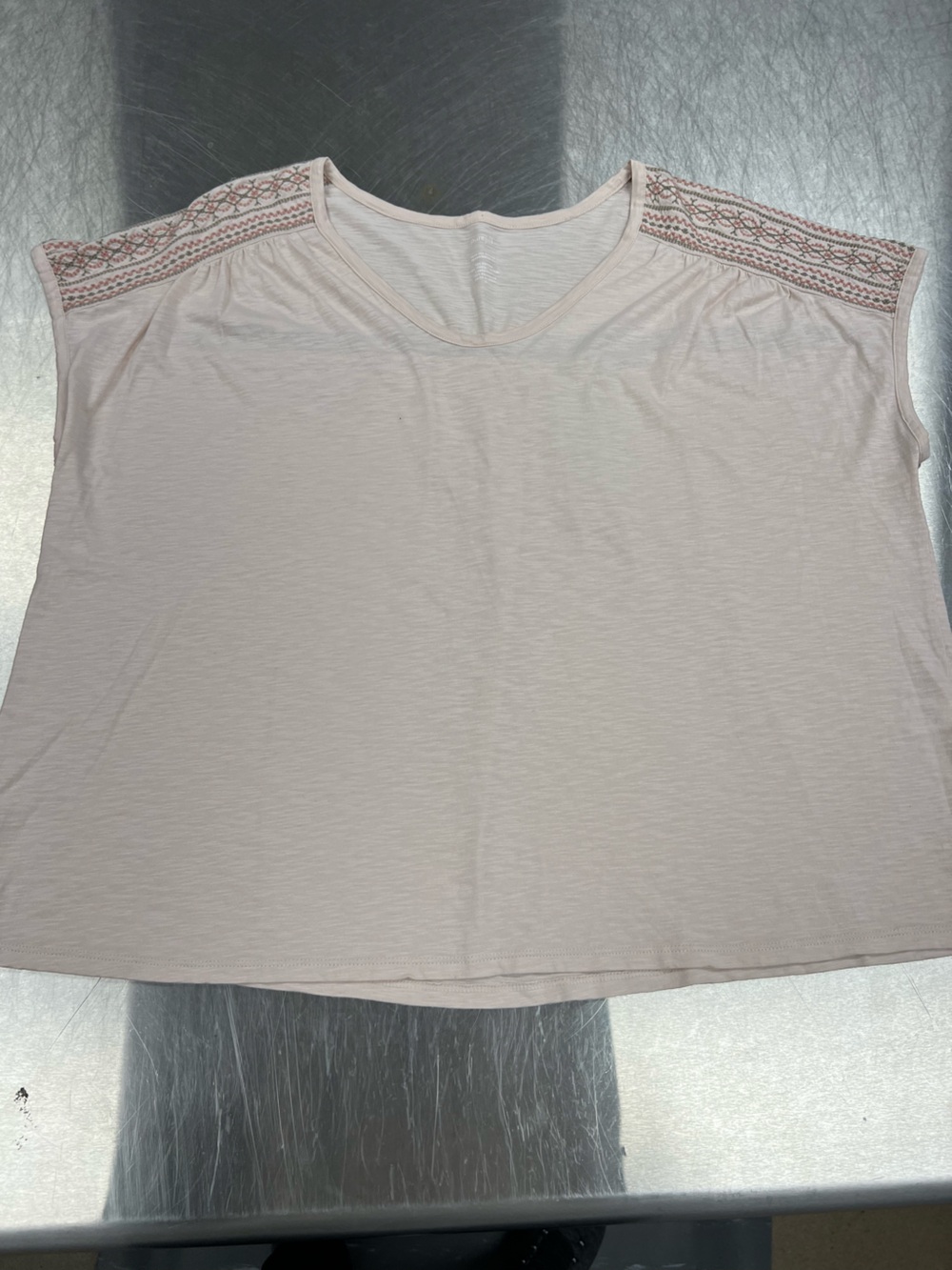 pureJill Women's Soft Pink Embroidered Tee Women’s XL